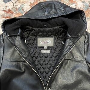 Wilsons Leather Quilted Black Bomber Jacket